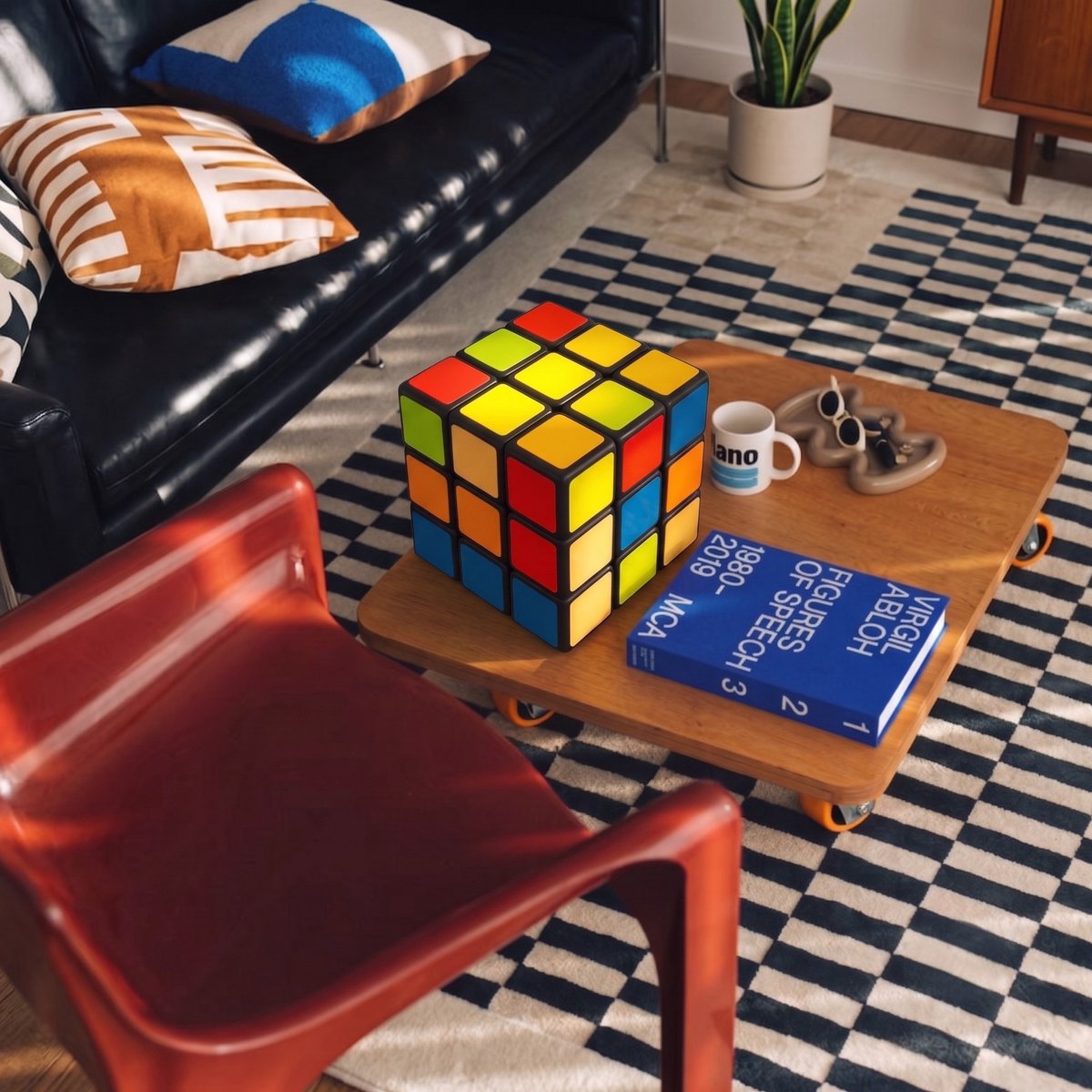 Retro Puzzel Kubus Tafellamp & Hanglamp – Pop Art Sfeerlamp E27 voor Bureau, Dressoir & Plafond | Meerkleurig | 19.5 cm — cadeau in Wonen & Interieur - foto 5