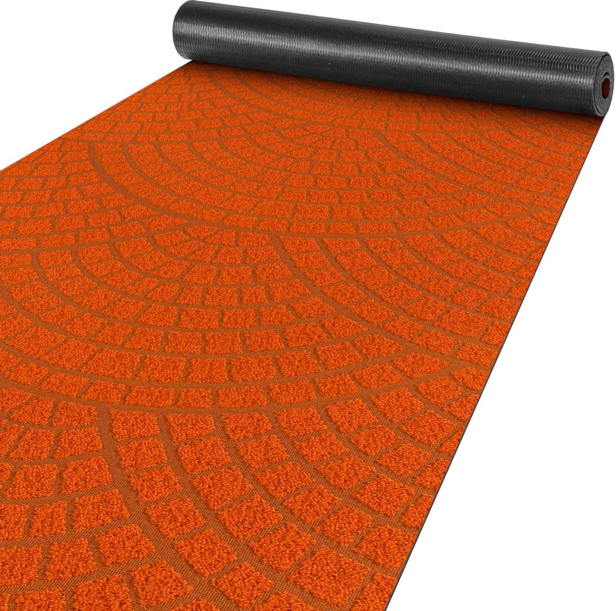ANRO Tapijtloper Davis Oranje 160x50cm – Velours Gangloper Antislip Keukenloper Hal Op Maat