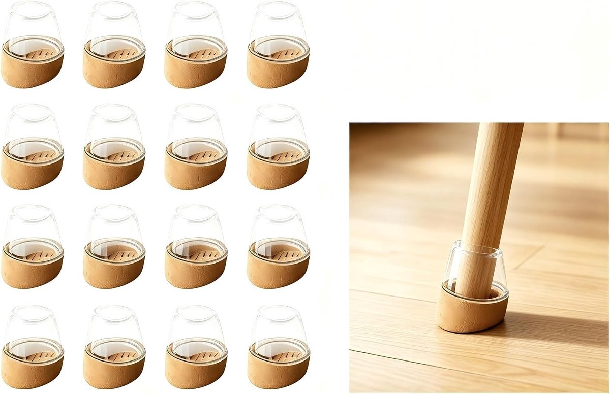 Ronde Stoelpootdoppen - Lichtbruin - 20 tot 25 mm - Silicone met Viltglijders - Voor Meubels