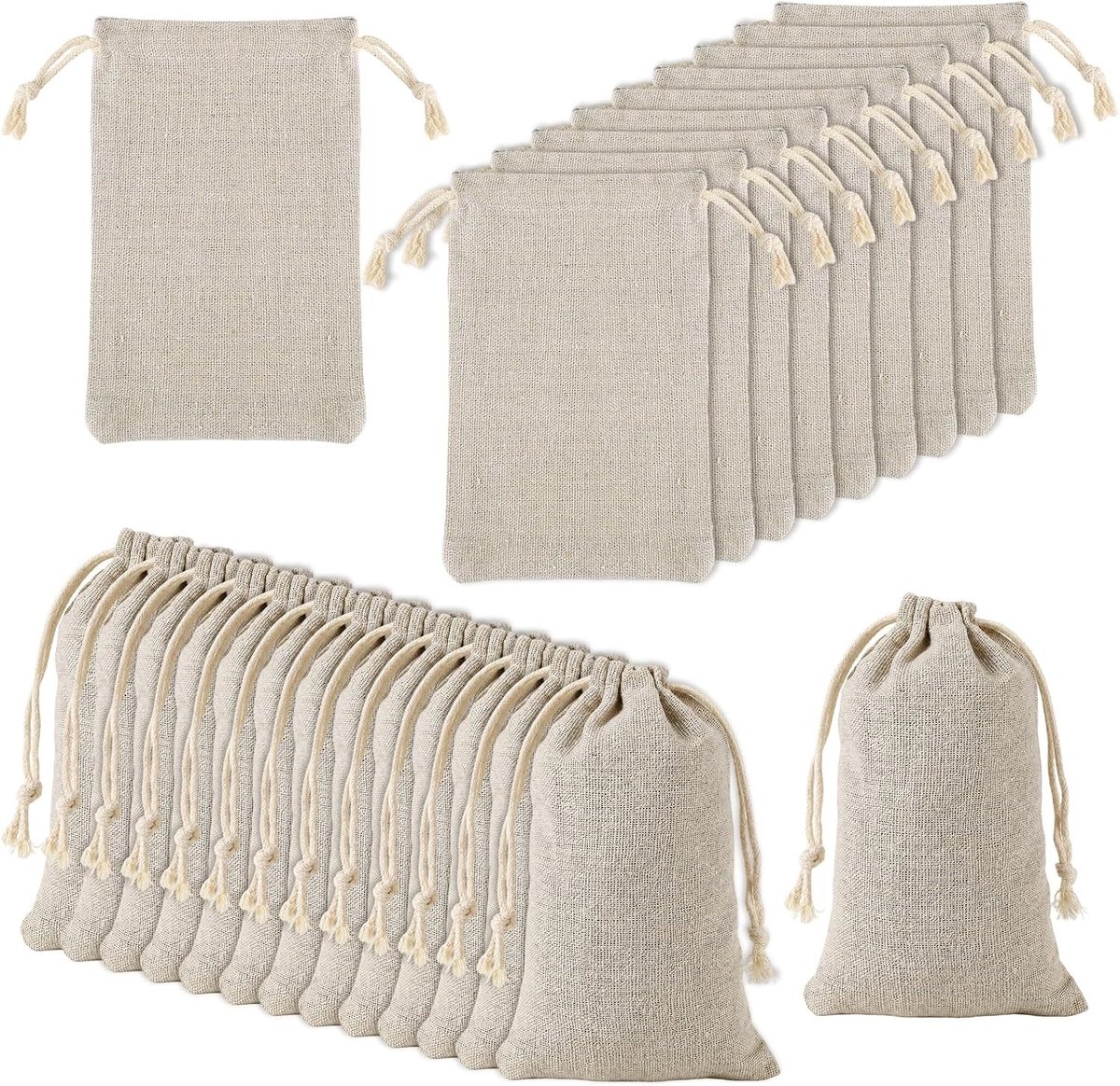 Katoenen Linnen Zakjes met Trekkoord - 10 x 15 cm - Herbruikbare Stoffen Zakjes voor Sieraden en Geschenken