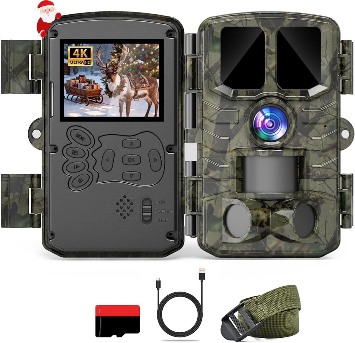 Jachtcamera - Zwart - 60 MP - 4K HD Infraroodcamera met Groothoek - Voor Dierenobservatie en Beveiliging