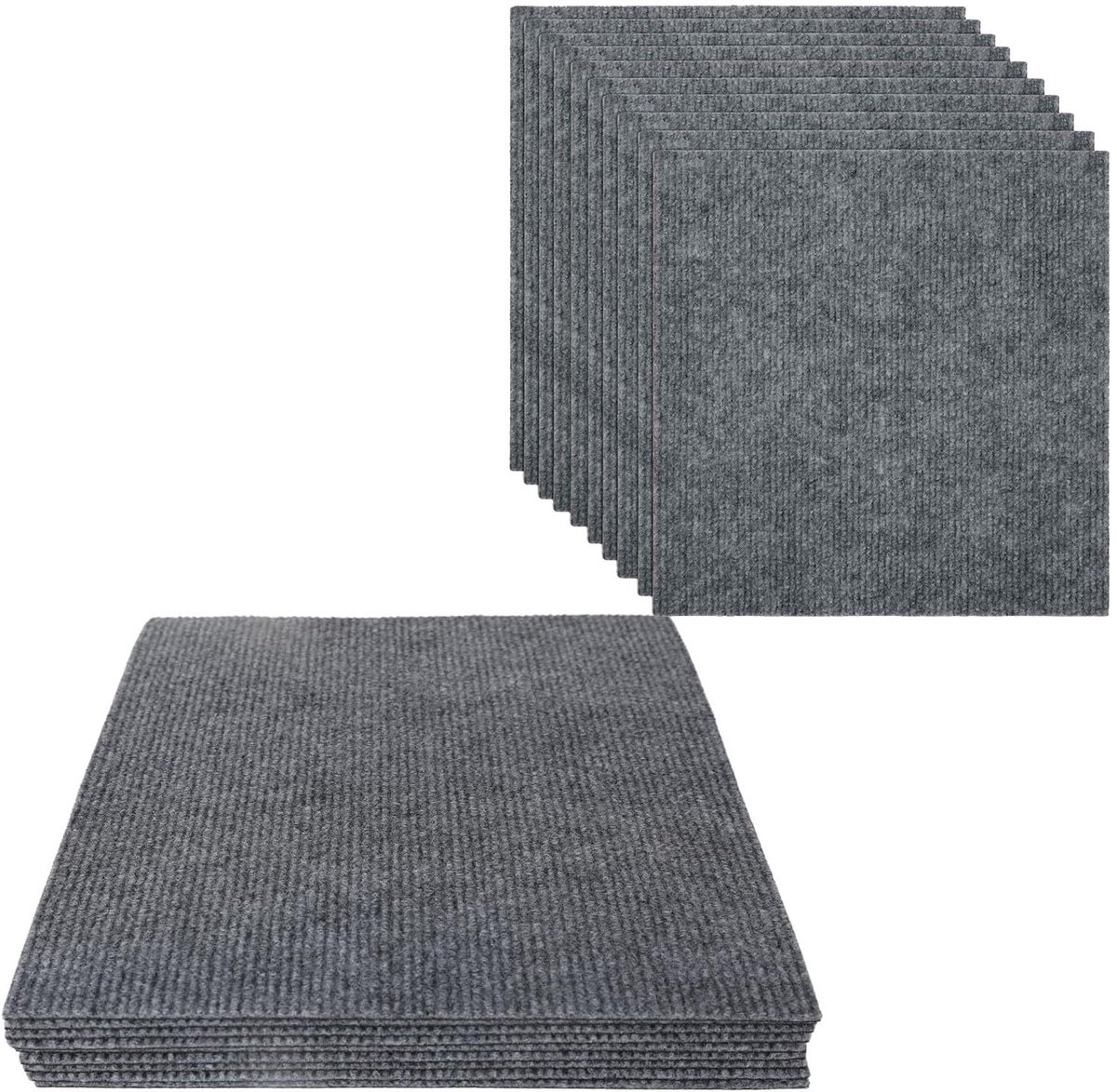 10 Stuks Zelfklevende Tapijttegels 30 x 30 cm Donkergrijs
