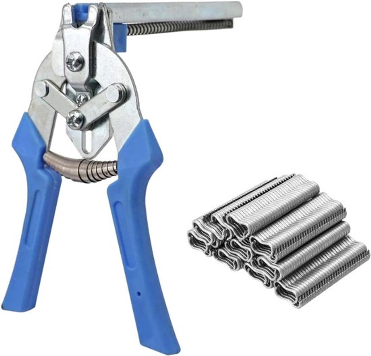 Hog Ring-tangen-set met 600 gegalvaniseerde hogringen - hek-tangen - hoogwaardige ringtangen voor kussens - hekken - Doe-het-zelf-klussen