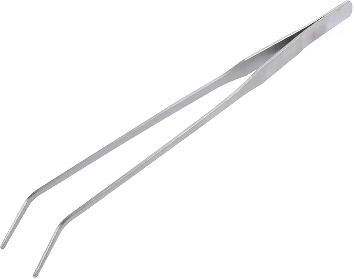 Gebogened pincet voor aquariums, roestvrij staal, 27 cm