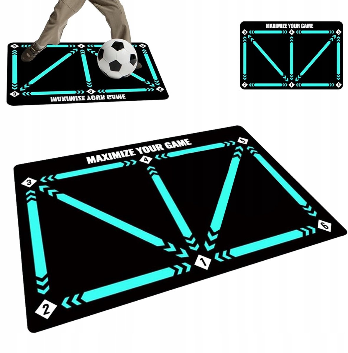 Voetbalmat - Voetbal Trainingsmat - Voetbal Trainingsmateriaal - Dribbelmat - 90x60 cm - Antislip - Schokabsorberend - Voetbal Speelgoed - Voor Schieten en Dribbelen - Thuis Training