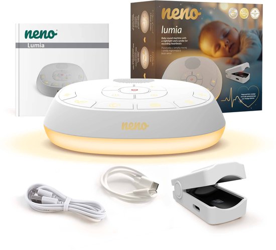 Neno Lumia Baby Sound Machine - Nachtlampje, Hartslagopname, White Noise, Slaapliedjes - USB-C - 11 Kleuren — afbeelding 3