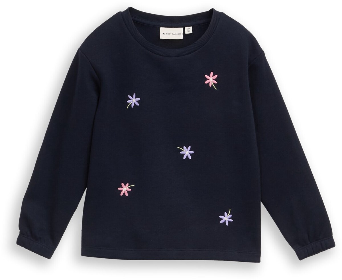 Tom Tailor - Sweatshirt met bloemenborduursels - Maat 116/122 - sky captain blue
