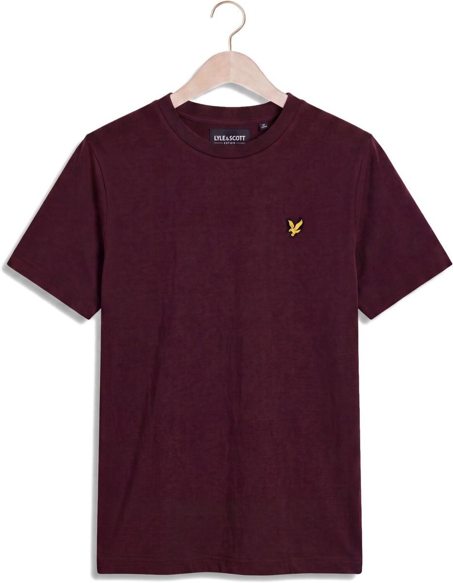 Lyle & Scott Plain T-shirt Polo's & T-shirts Jongens - Polo shirt - Bordeaux - Maat 128/134