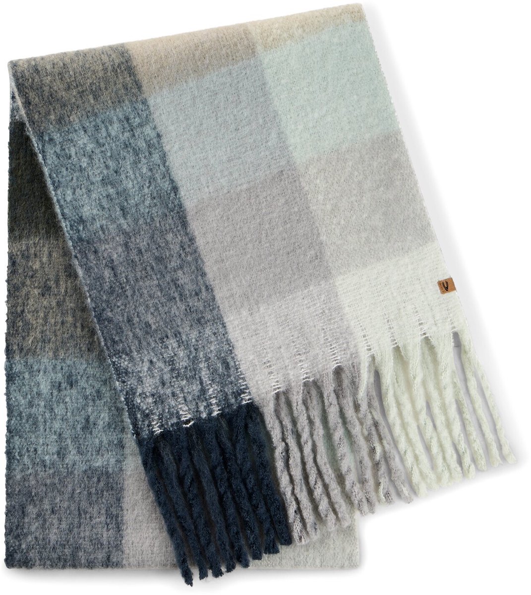 camel active Gebreide sjaal met ruitpatroon - Maat womenswear-OS - Donkerblauw