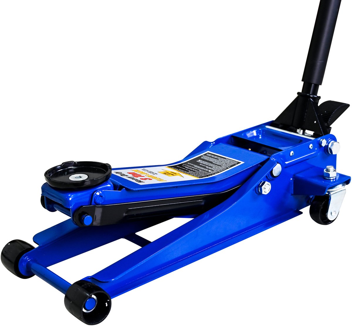 COVREO Garagekrik 78x38x18 cm blauw, 3 ton dubbele pomp