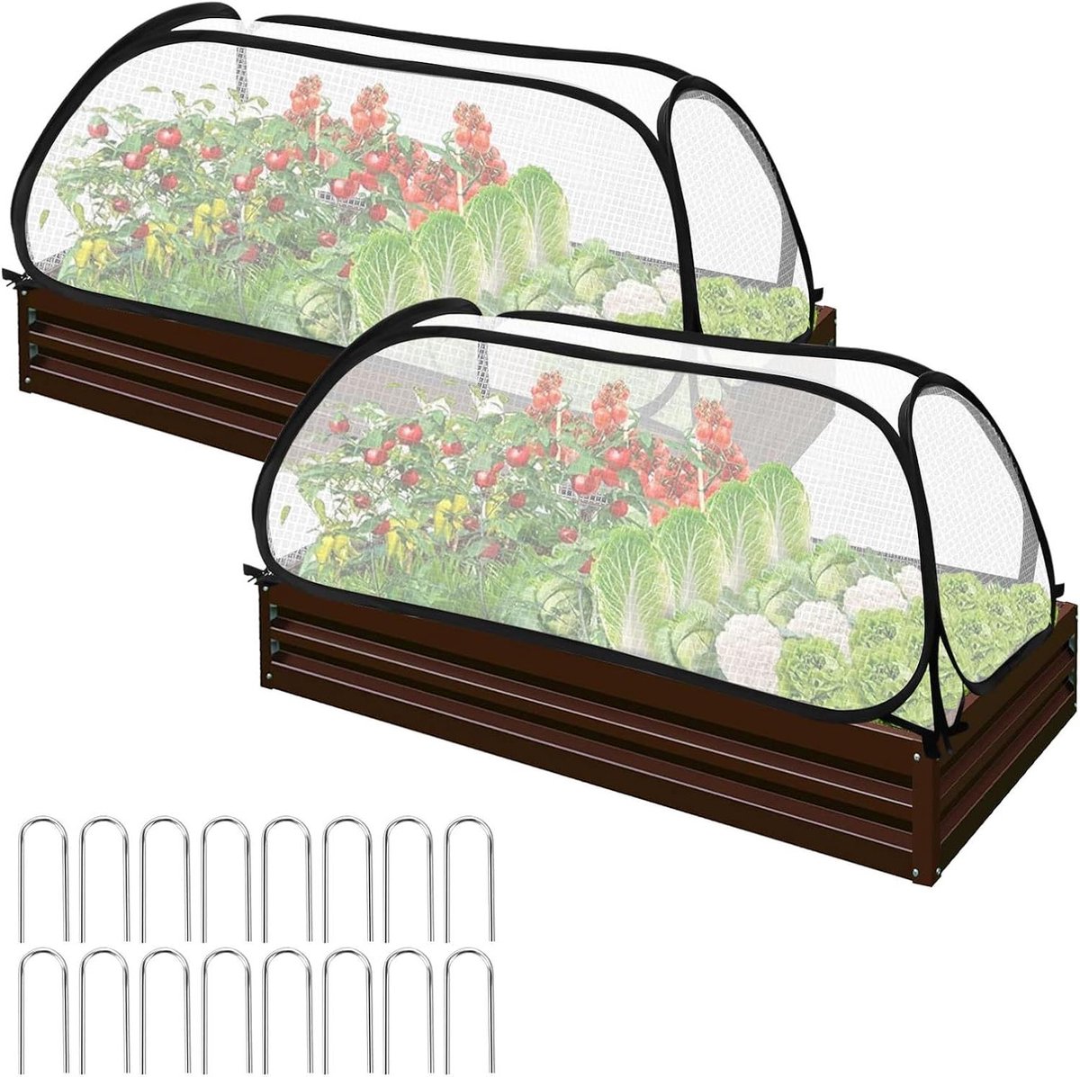 Kweekbed Tuin - Mini Kas - Planten Beschermen - Inclusief 16 Grondpennen - 114 x 56 x 41 cm - Wit