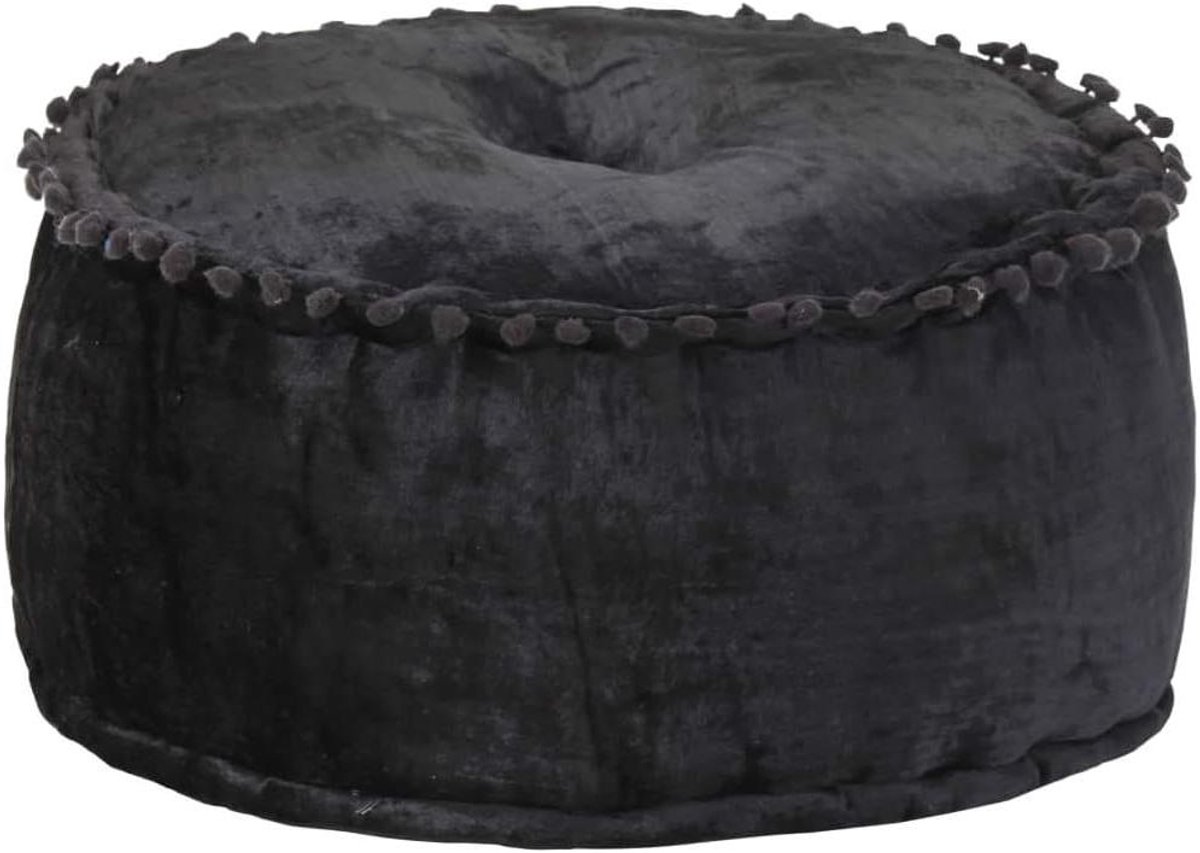 Ottomaanse Poef - Voetenbank Zitje - Ontspannen Zitten - Zacht Velvet Materiaal - 40x20 cm - Antraciet