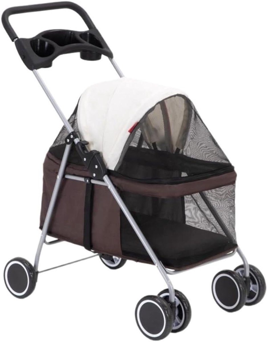 Huisdier Kinderwagen - Hondenbuggy Kattenwagen - Reizen met Huisdier - Opvouwbaar Stevig Frame - Tot 10 kg - Zwart