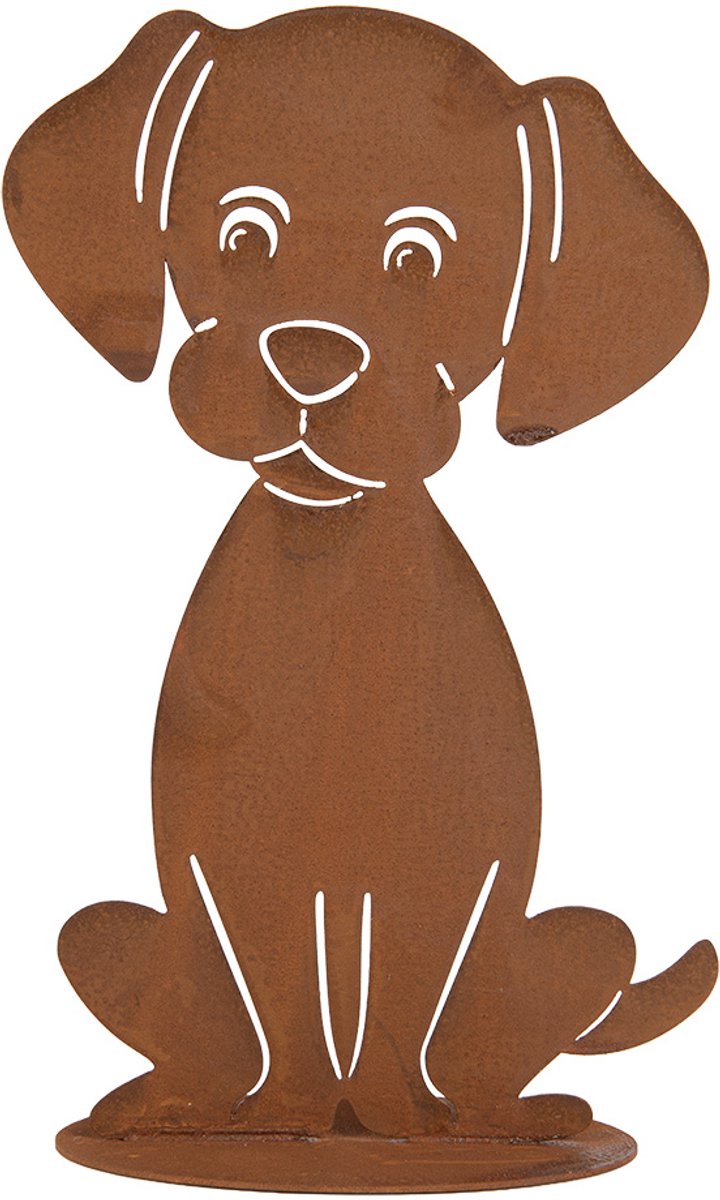 Clayre & Eef Tuindecoratie Hond Bruin Metaal
