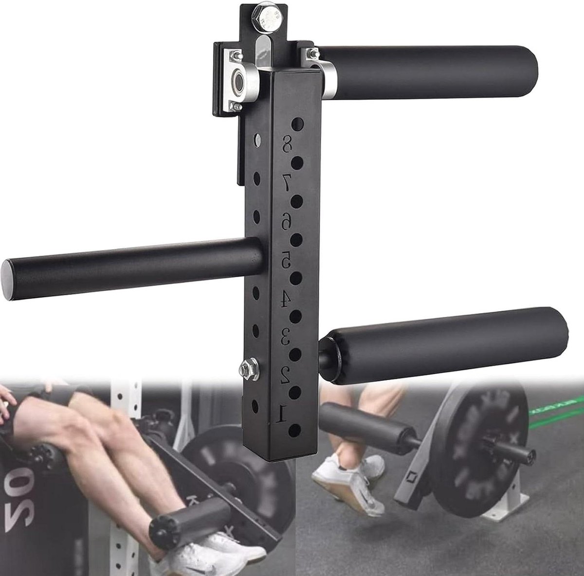 Beenverlenging Krulmachine - Fitness Bevestiging - Spierversterking Thuis - 8 Verstelbare Posities - Geschikt voor 50mm - Zwart