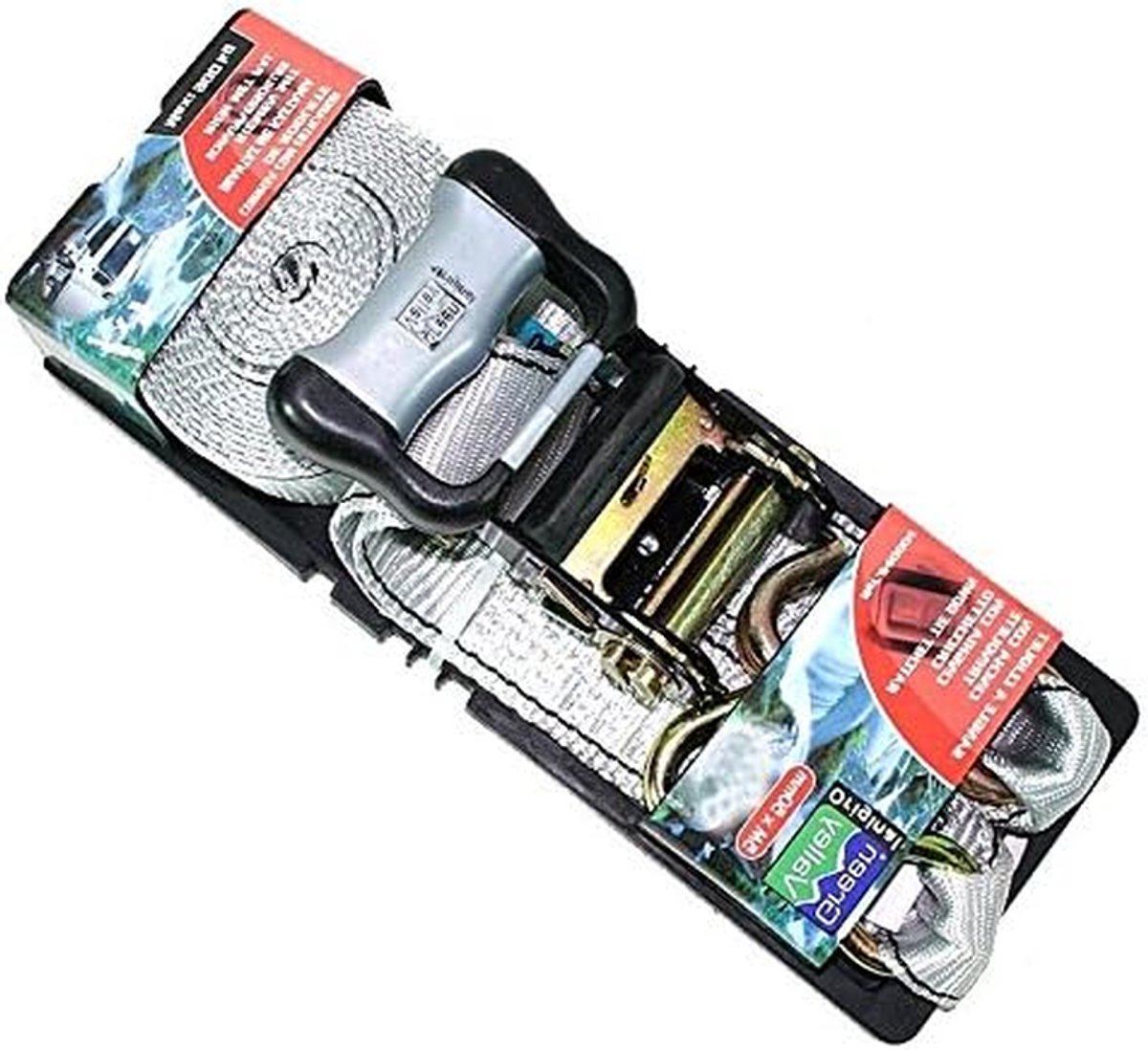 Spanband met Ratel - Sjorband Lashing Strap - Lading Zekeren - Met Veiligheidshaken - 5 meter 900 kg - Geel