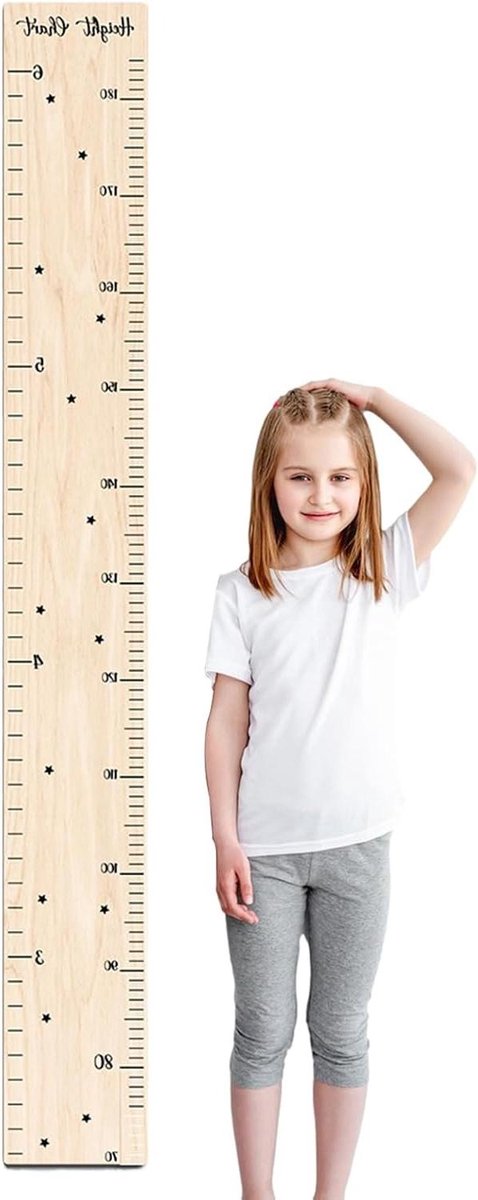 Houten groeimeter - Muur liniaal - Kindergroei volgen - Nauwkeurig en duurzaam - 120 cm - Natuurlijk hout