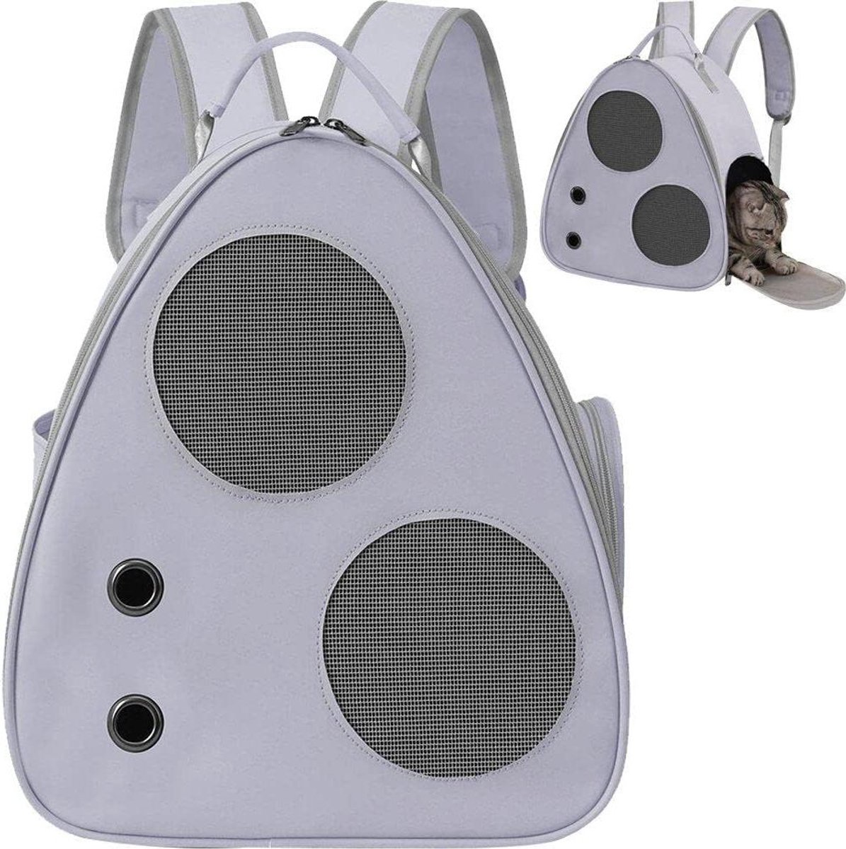 Huisdier Rugzak - Reis Tas Kat - Huisdier Vervoer - Ademend Comfortabel - 35x24x38cm - Grijs