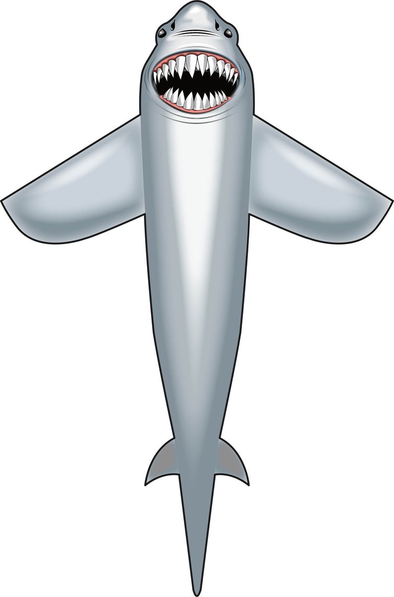 Kindervlieger HQ Great White Shark 7 106531 Grijs 144 x 210 cm