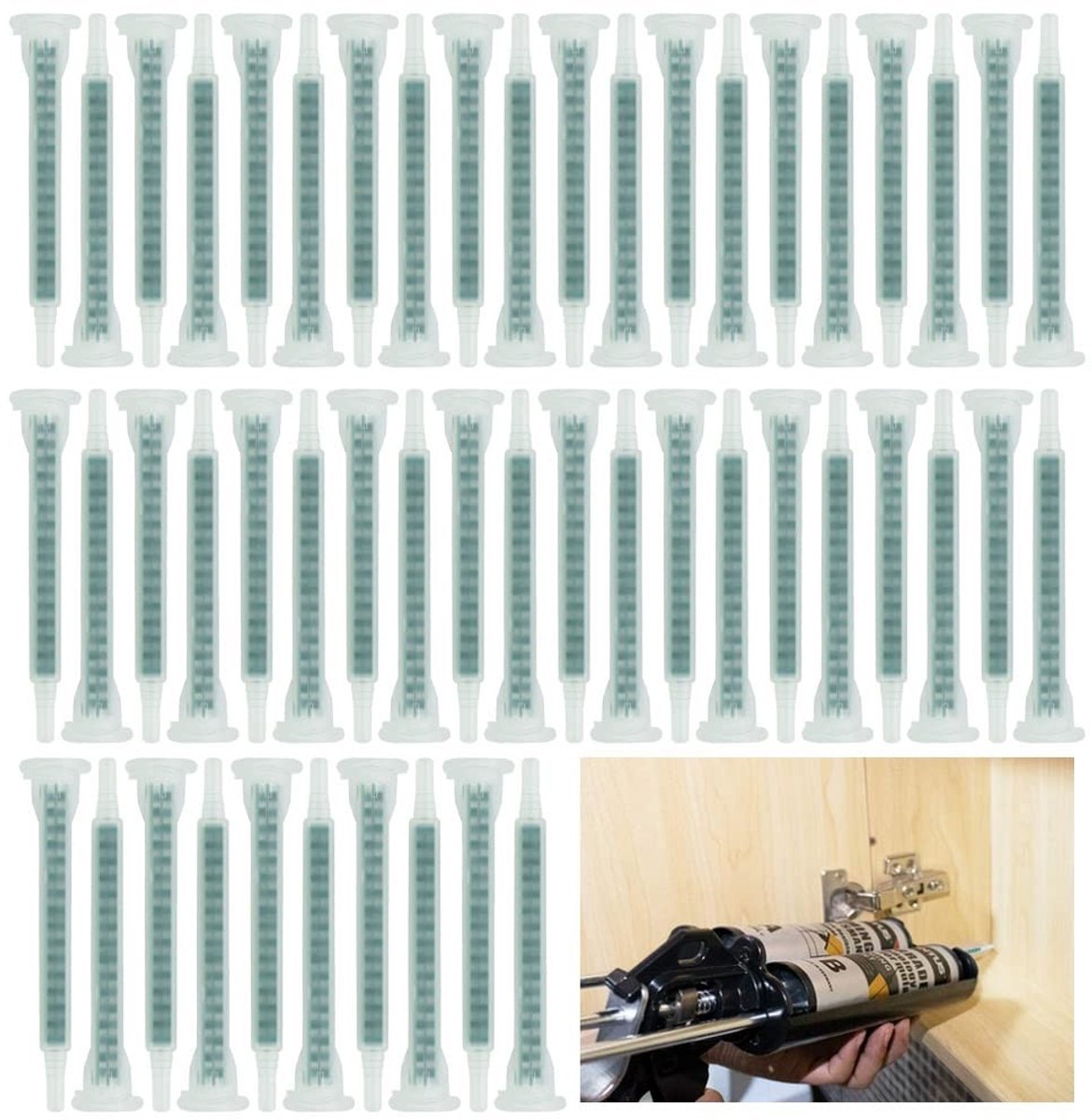 Mix Nozzles Set van 50 Stuks, 83mm Vierkante Interface voor Statisch Mengen, Geschikt voor AB Lijm en Spuitpistolen
