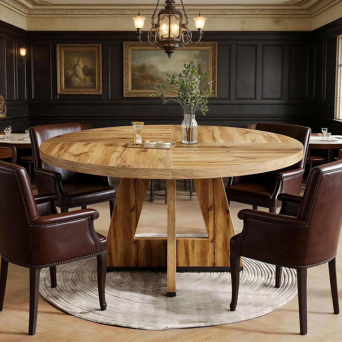 Eettafel Rond - Keukentafel Hout - Gezellig Eten - Boerderijstijl Design - 120 cm Diameter - Natuurlijk