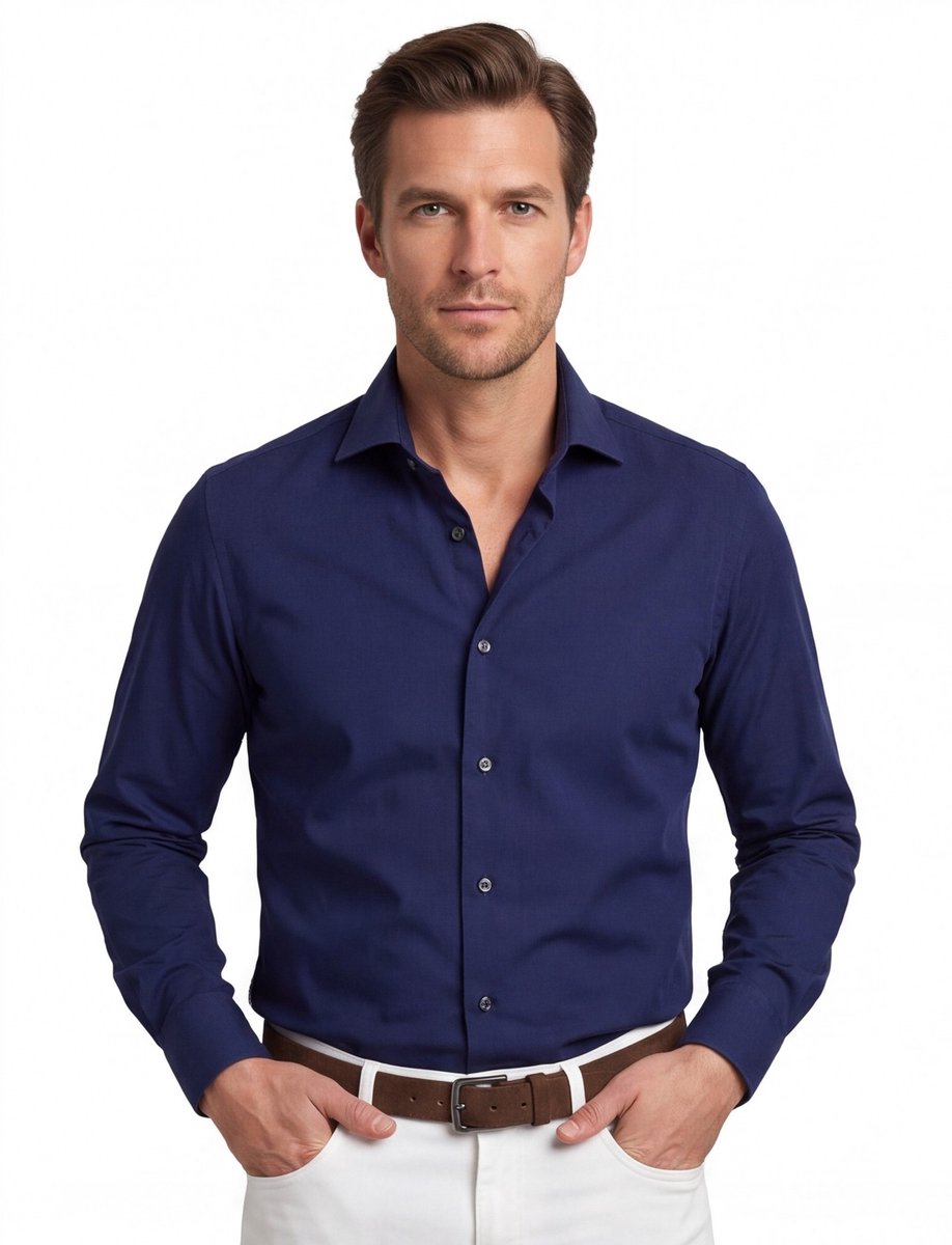 John Miller overhemd donkerblauw normale fit