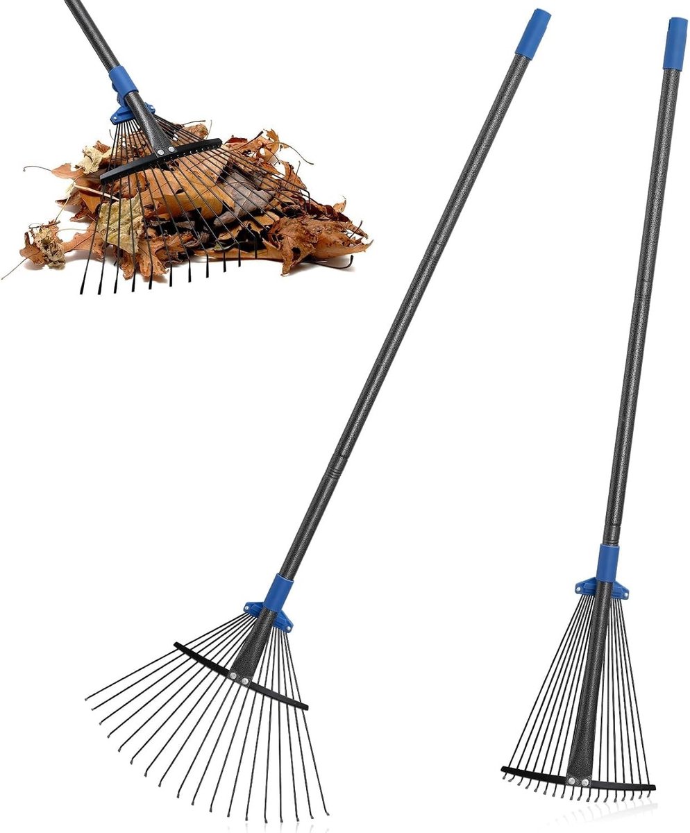 Tuinbladhark - Verstelbaar - 25-45 cm - Metalen Hark met Ergonomische Handgreep - Voor Tuinliefhebbers