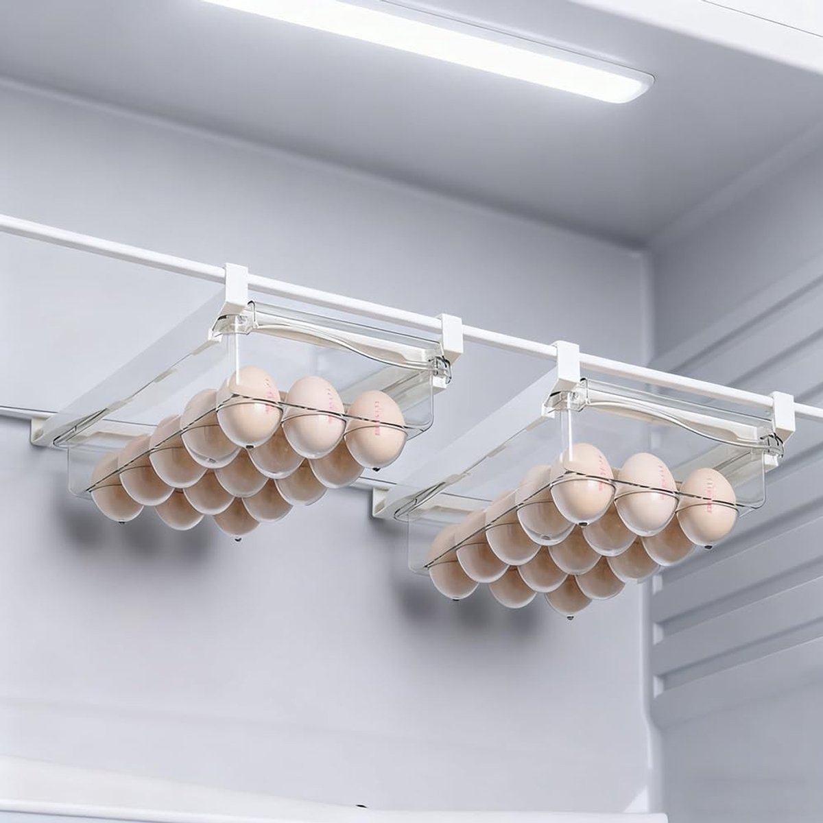 Koelkastorganizerset - Transparant - 19,8 x 9,5 x 30 cm - Ruimtebesparende Opbergdozen voor Eieren - Voor Keukengebruik