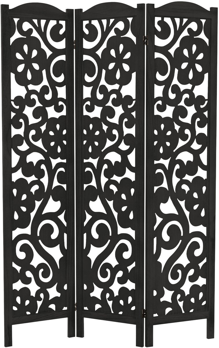 ML-Design | Yokohama-kamerscherm, 3-delig, van hout, 172 x 121 cm, zwart, opvouwbaar kamerscherm, scheidingswand voor binnenshuis