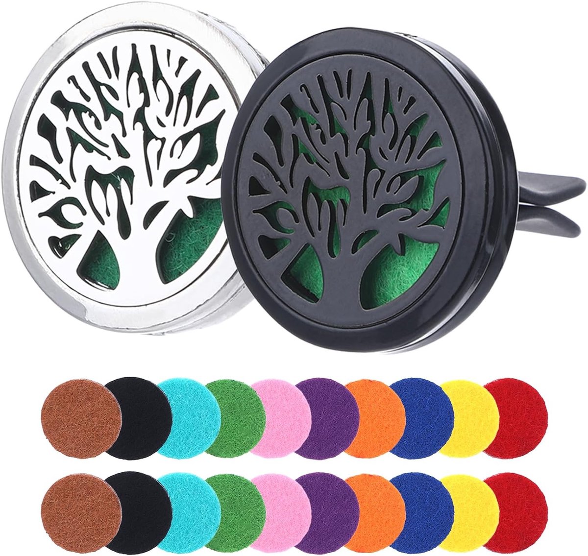 Aromatherapie voor de auto, Essentiële olie diffuser, Luchtverfrisser met 20 navullingen en geur pads voor een frisse auto geur