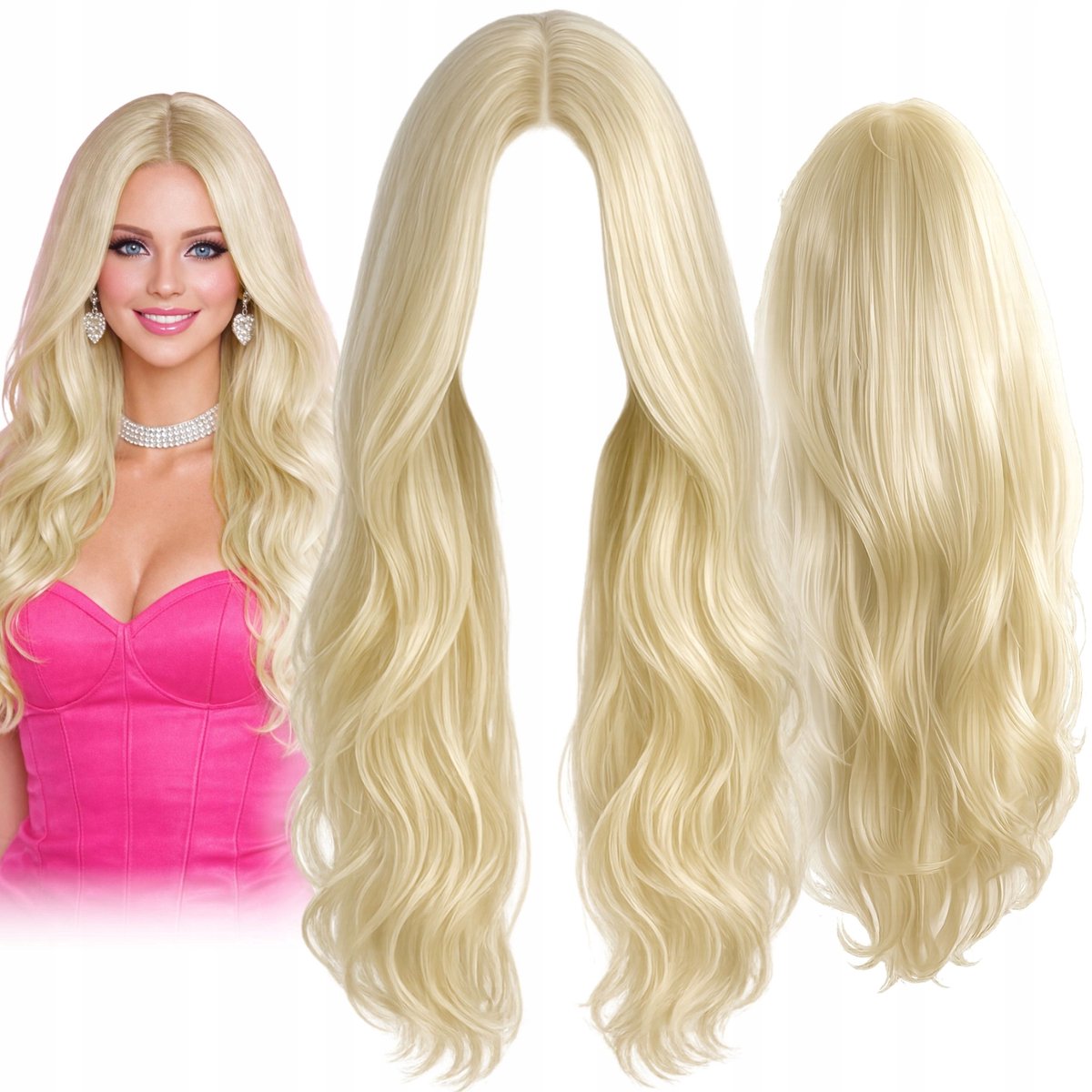 Lange Golvende Pruik Goudblond Haar Cosplay Feestelijk