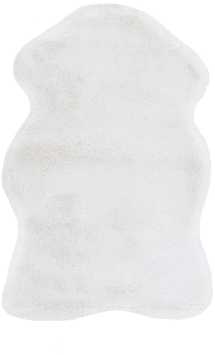 Padiro hoogpolig vloerkleed 60 x 90 cm - wit - modern effen design - geschikt voor vloerverwarming - van polyester