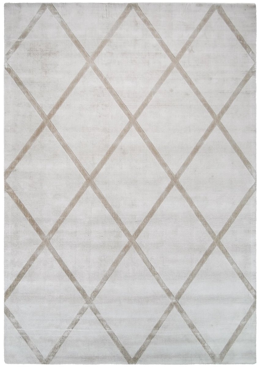 Padiro laagpolig vloerkleed 120 x 170 cm - crème / off-white / taupe - modern geometrisch patroon - geschikt voor vloerverwarming - van viscose