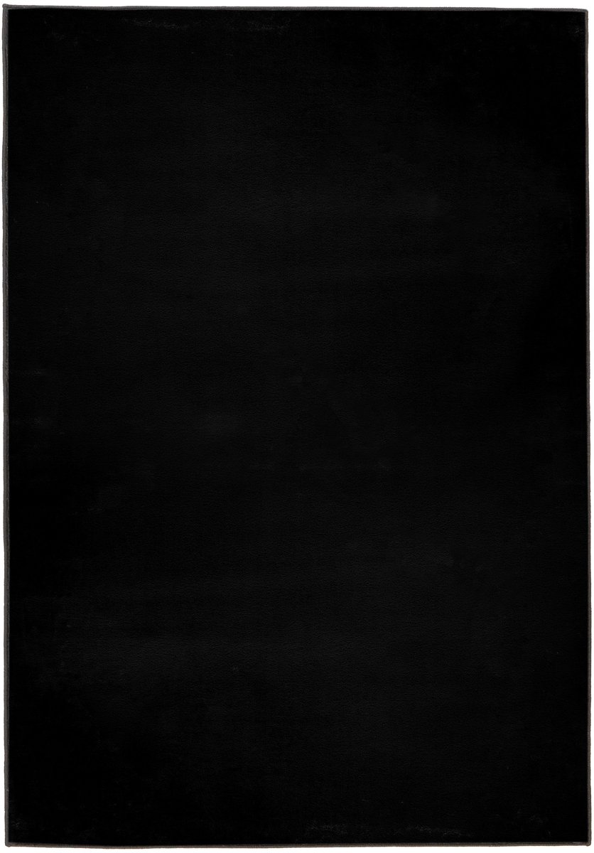 Padiro laagpolig vloerkleed 160 x 230 cm - zwart - modern effen design - geschikt voor vloerverwarming - van polyester