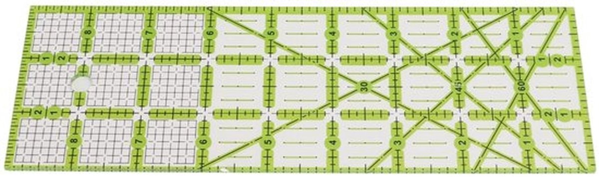 Quiltstofliniaal Transparant - Acryl Snijliniaal - Nauwkeurig Hoeksnijden - 30/45/60 Graden Markering - Duurzaam Materiaal - Eenvoudige Bediening
