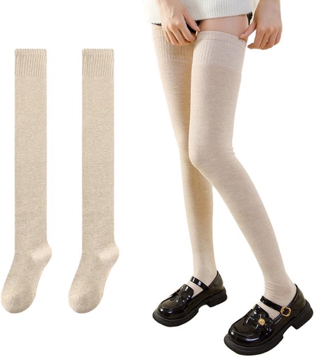 Overknee-kousen Dikke Warme - Gebreide Kousen - Lange 65 cm - Thigh Highs - Eenheidsmaat - Klassiek Design - Dijkousen