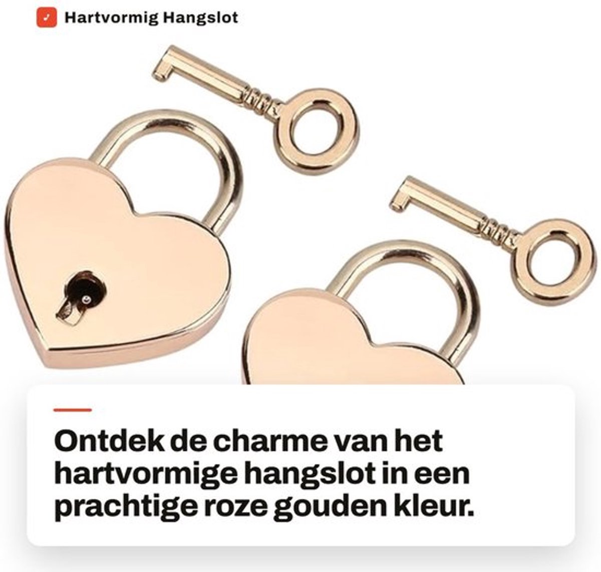 Hartslot Hoogwaardige Metaal - Hangslot met Sleutel - Set van 2 - Voor Koffer/Journaal/Sieradenbox - Duurzaam en Mooi