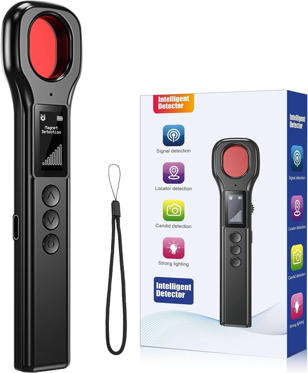 Spycamera - Camera- en Bugdetector - Zwart - Draagbaar met HD LED-scherm en 10 uur gebruiksduur - Voor Thuis en Reizen