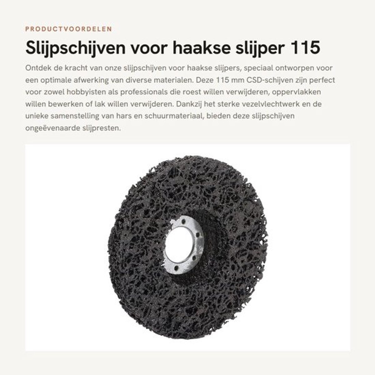Slijpschijf 115 mm - Slijpschijf voor haakse slijper - Roestvrij - Duurzaam - Geluidsarm - Sterk vezelvlechtwerk - Schuurwiel
