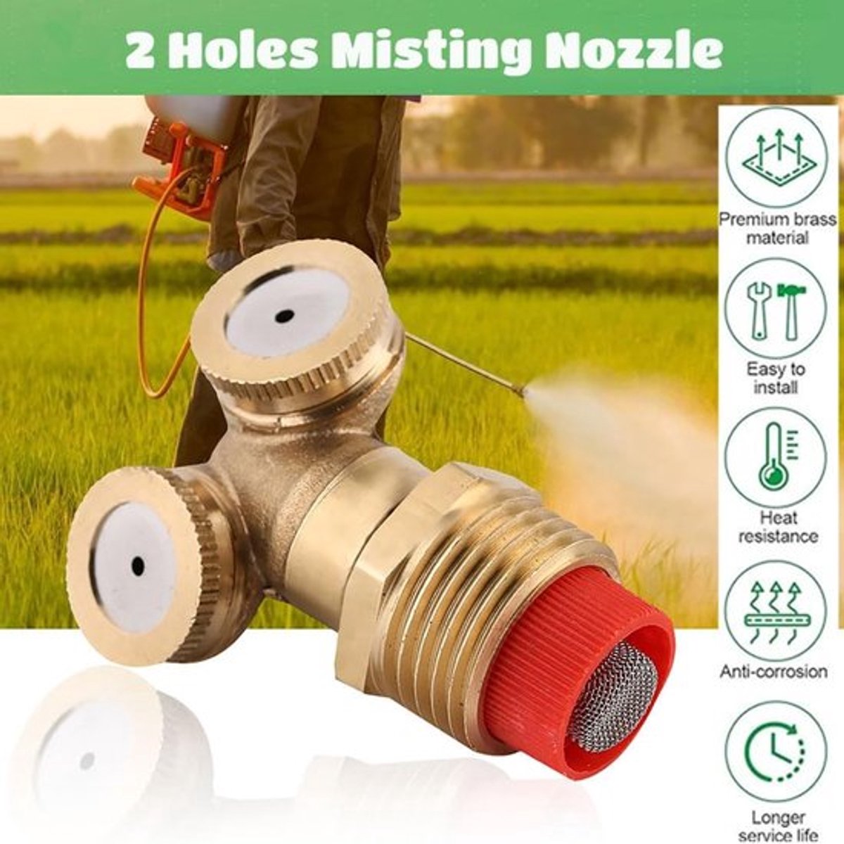 Sproeier 2 stuks - Messing - Tuin sproeier - Irrigatie sproeier - Waterbesparend - Ultraliefunctie - Afmeting 5,2 cm - Tuinsproeier