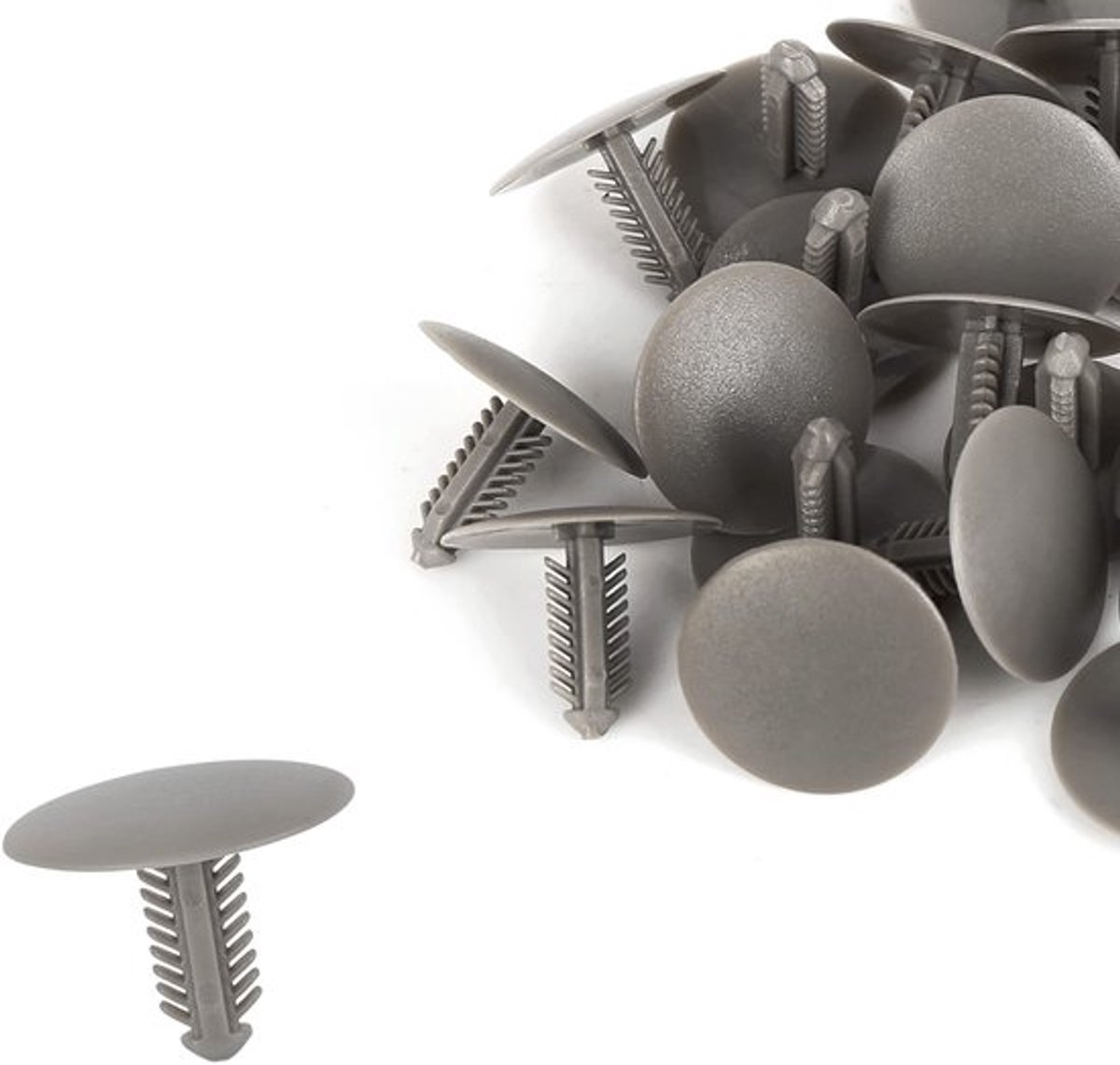 Klinknagels set van 30 stuks - Kunststof bevestigingsmateriaal - Geschikt voor auto/motorfiets - Totale lengte 17 mm - Kopdiameter 20 mm - Gatdiameter 5 mm