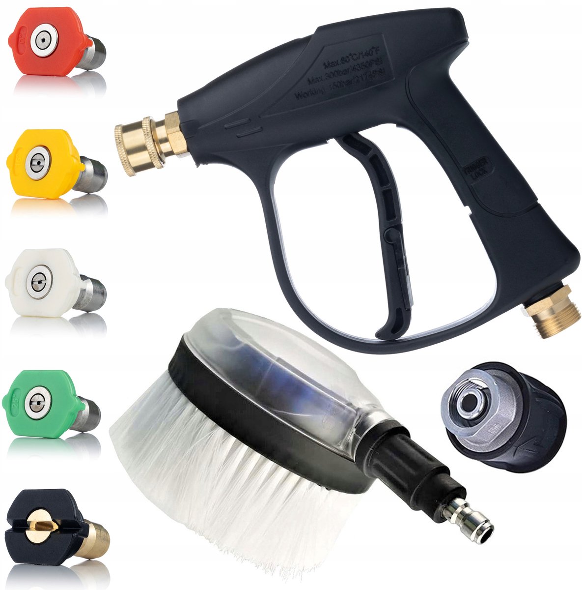 Rosfix JetKit Pro QC-M22 Spuitpistool Set - 300 Bar M22 QC - 5x Spuitmond 1/4" QC Adapter K-Click