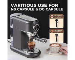 Espressomachine – Koffiemachine – Pistonmachine – Cappuccinomachine – Mini Koffiezetapparaat – 19 Bar Pompdruk – Afneembare 1,1L Watertank