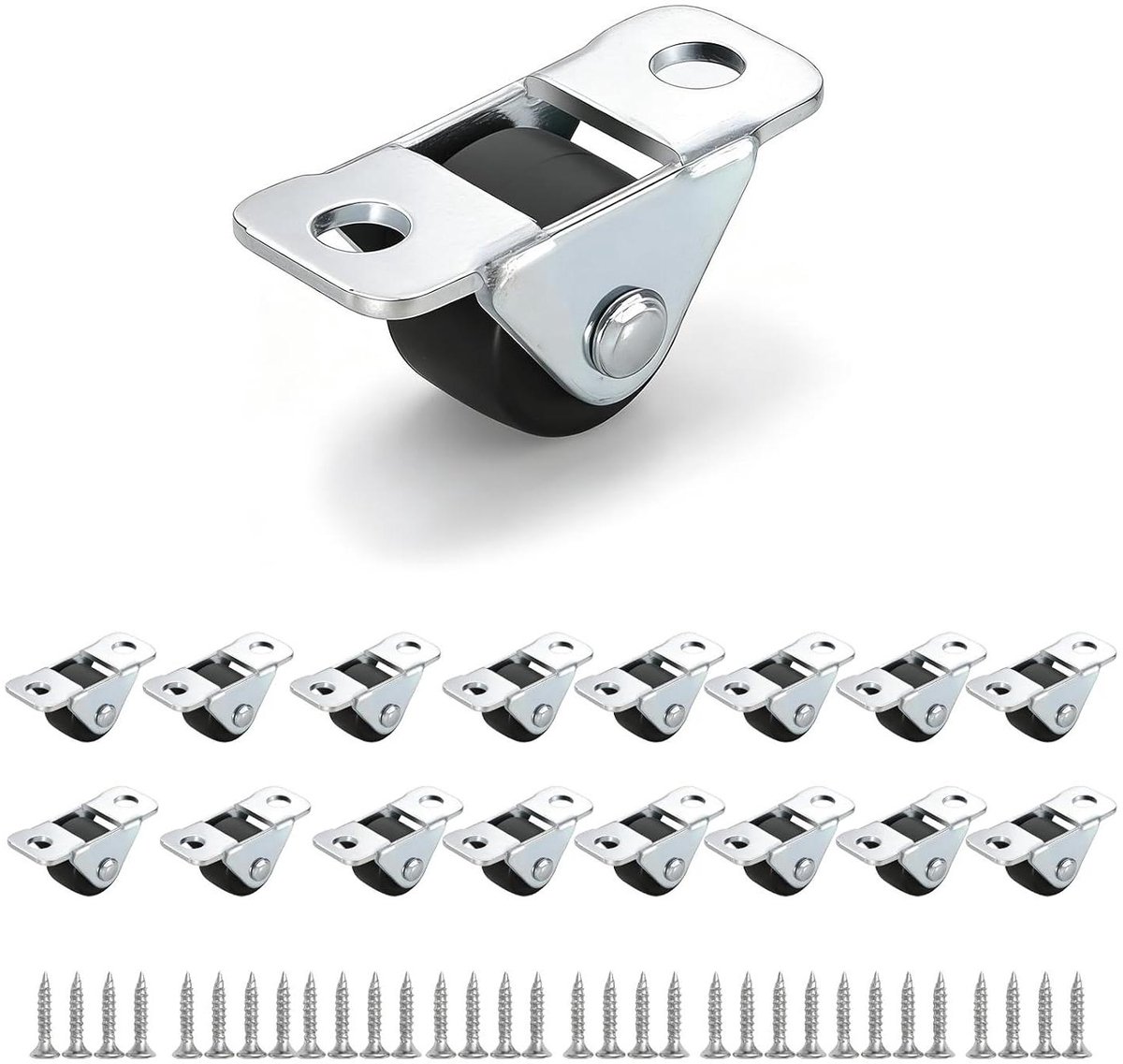 Mini wielen set - Zelfklevende wieltjes - Meubels verplaatsen - Unidirectioneel design - 16 stuks - Zwart