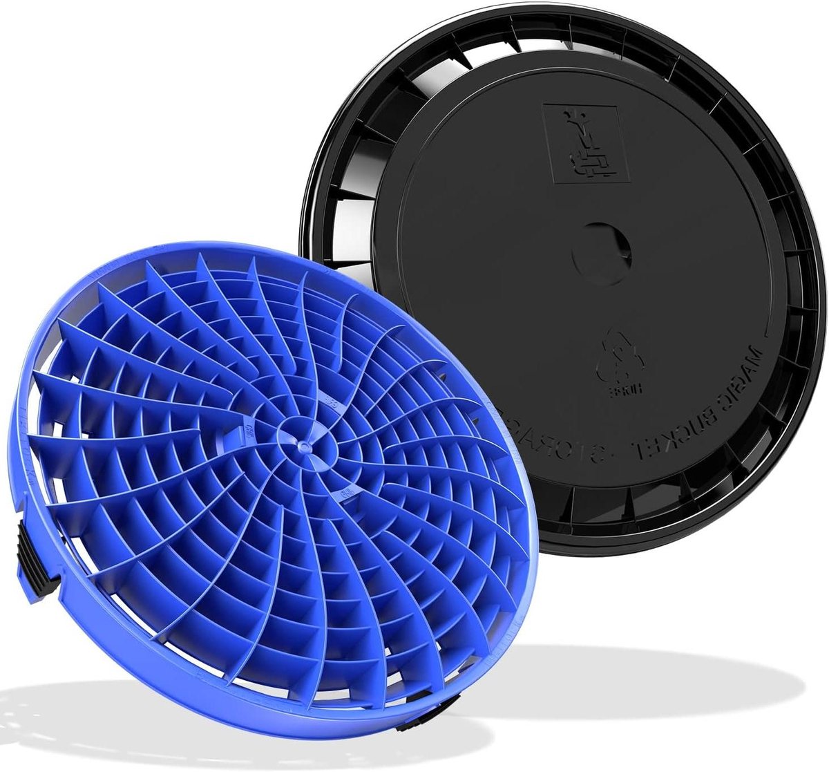 Vuilinzet Deksel - Wasemmer Accessoires - Krasvrij Auto Wassen - Vuil Gescheiden Houdt - 31 cm Diameter - Blauw Zwart