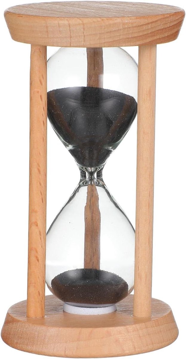 Zandloper 3 minuten - Houten timer - Tandenpoetsen of spelletjes - Natuurlijk houten frame - 49 x 92 cm - Beige