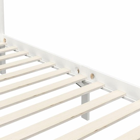 Hemelbed frame - Houten bed - Slaapkamer decoratie - Massief grenenhout - 100x200 cm - Wit — afbeelding 2