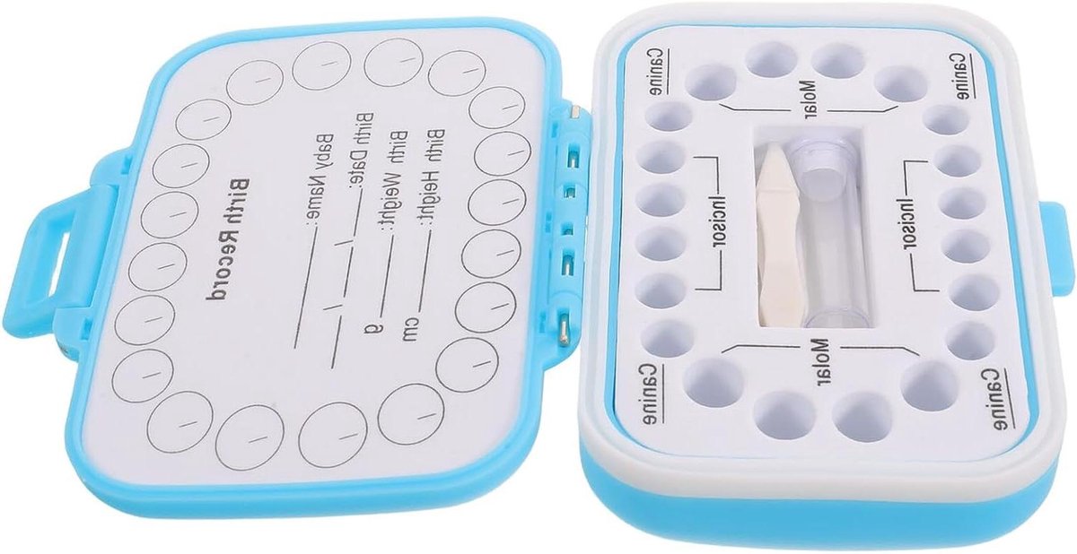 Tanden Bewaardoos - Melktand Organizer - Herinneringen Vastleggen - Datum Registratie - 10.5 cm - Hemelsblauw
