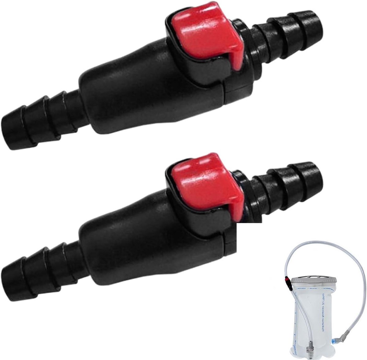 Adapter Drinkfles - Reservoir Connector - Outdoor Hydratatie - Druppelvrije Aansluiting - 2 Stuks - Zwart