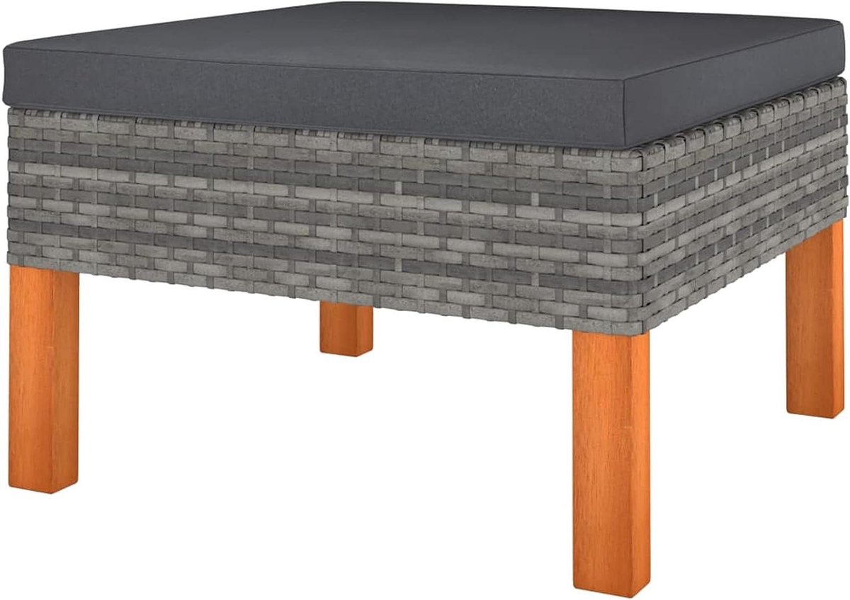 Ottomaanse voetensteun - Voetenbank rotan - Buiten ontspannen - Modulair combineerbaar - 32 cm zithoogte - Antraciet grijs
